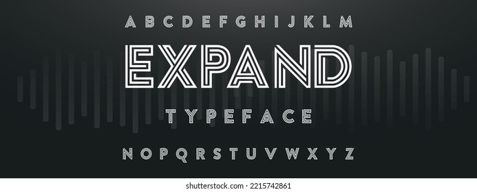 EXPAND Sports minimal tech font letter set. Luxury vector typeface for company. Modern gaming fonts logo design.