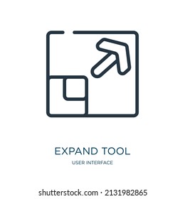 expand tool thin line icon. tool, equipment linear icons from user interface concept isolated outline sign. Vector illustration symbol element for web design and apps.