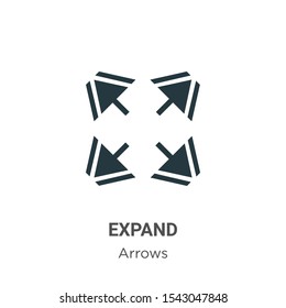 Expand vector icon on white background. Flat vector expand icon symbol sign from modern arrows collection for mobile concept and web apps design.