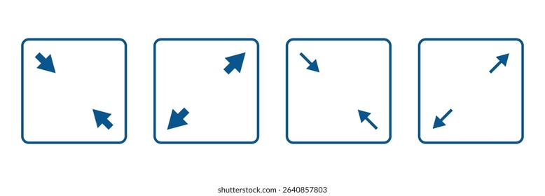 Expand vector icon set. video full screen size line icon. extend screen sign. stretch or flexible vector icon suitable for apps and websites UI designs.
