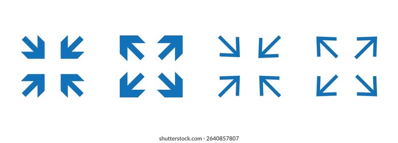 Expand vector icon set. video full screen size line icon. extend screen sign. stretch or flexible vector icon suitable for apps and websites UI designs.