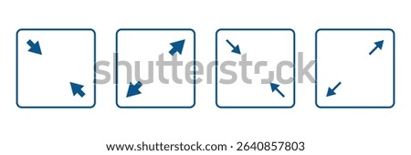 Expand vector icon set. video full screen size line icon. extend screen sign. stretch or flexible vector icon suitable for apps and websites UI designs.