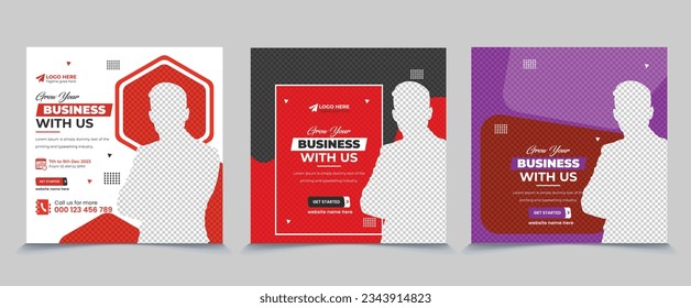 Expand your business with a square flyer editable web banner design template premium vector