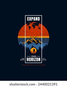 Expand your horizon, abstract typography modern design slogan. Vector illustration graphics for print t shirt, apparel, background, poster, banner, postcard and or social media 