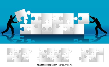 Expandable Jig Saw Sign-Corporate Concept piling jigsaw pieces which you can place text on it