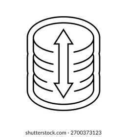 Vector de icono de línea de almacenamiento expandible. signo de almacenamiento expandible. símbolo de contorno aislado ilustración negra