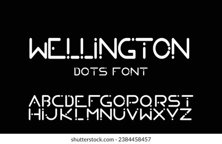 Expanded futuristic font, thin wide alphabet. High tech typeset for headline and logo of hud, ai, data science graphic, sci-fi, science and medical technology, digital interface. Vector typography