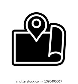 expanded map with pin icon. Element of navigation for mobile concept and web apps icon. Glyph, flat icon for website design and development, app development