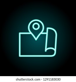 expanded map with pin icon. Elements of Navigation in neon style icons. Simple icon for websites, web design, mobile app, info graphics