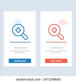 Expanded, Search, Plus  Blue and Red Download and Buy Now web Widget Card Template. Vector Icon Template background