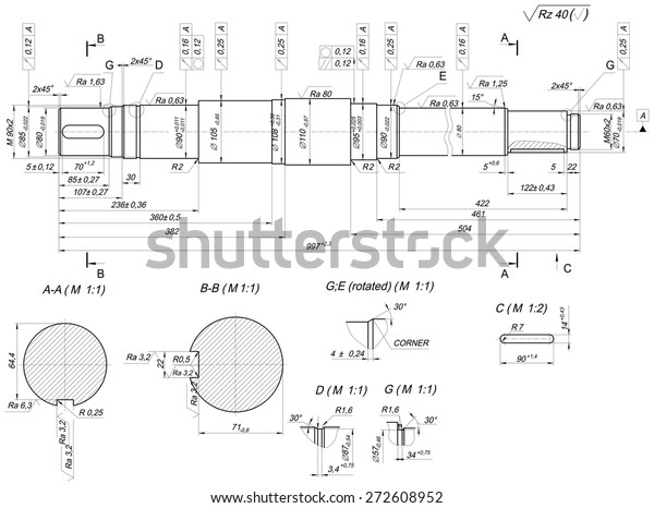 Expanded Sketch Shaft Rotated Bar Graph Stock Vector