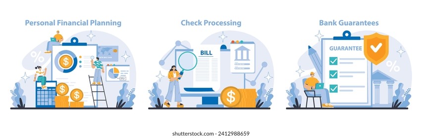 Expanded and specialized banking services set. Strategic personal financial planning, efficient check processing, and reliable bank guarantees. Fostering fiscal responsibility and trust.