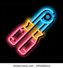 expander heavy grip neon light sign vector. Glowing bright icon expander heavy grip sign. transparent symbol illustration