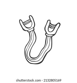 Un expansor para entrenamiento muscular. Expander. Ilustración dibujada a mano en forma de doodle. Aislado sobre un fondo blanco.