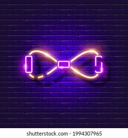 Erweitern Sie das Neonsymbol. Vektorgrafik für Design. Sportkonzept. Training Fitness Ausrüstung.