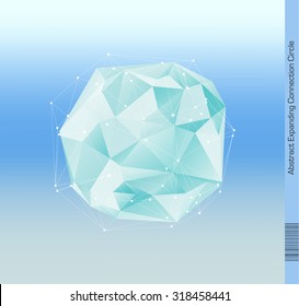 Expanding Blue Cell Concept with connecting dot grid. Low Poly Design.