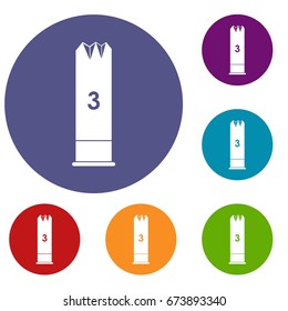 Expanding bullets icons set in flat circle reb, blue and green color for web