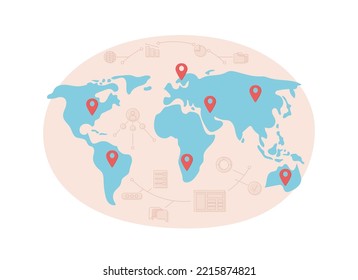 Expanding business flat concept vector illustration. Editable 2D cartoon object on white for web design. Connections with overseas markets creative idea for website, mobile, presentation