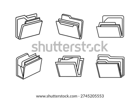 expanding folder icon line art vector outline illustration isolated