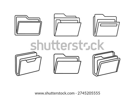expanding folder icon line art vector outline illustration isolated