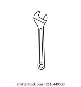 Expanding key icon on white backdrop. Outline simple vector illustration. Isolated object.