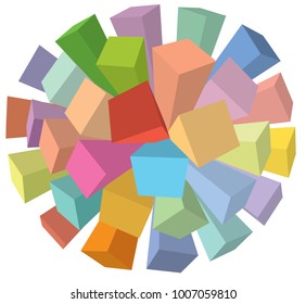 Expanding prismatic shapes in 3D design, in lively colors