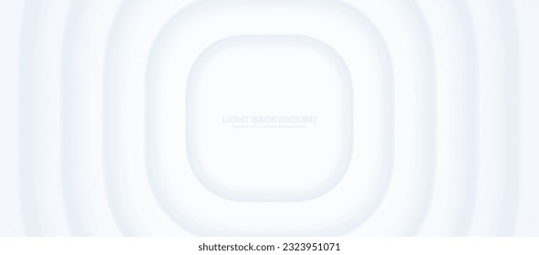 Expanding Pulsing Smooth Lines 3D Vector High-Tech Minimalistic White Abstract Background. 3D Blurred Smooth Layered Concentric Dynamic Structure Hi-Tech Science Conceptual Wide Minimal Art Wallpaper