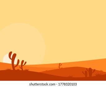 Expanse of desert and cactus trees