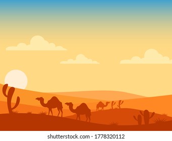 Expansión del desierto y de los camellos como animales de montaña del desierto