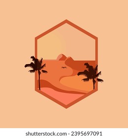 La extensión del desierto anaranjado con los rayos del sol crea un ambiente cálido