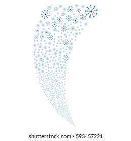 Expanse random fireworks stream. Vector illustration style is flat blue and gray iconic symbols on a white background. Object fountain made from scattered symbols.