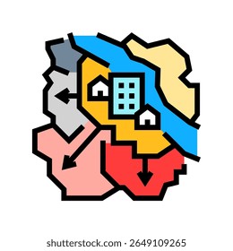 expansion of city borders map color icon vector. expansion of city borders map sign. isolated symbol illustration