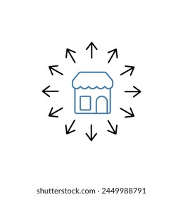 Symbol für Erweiterungskonzeptlinie. Einfache Elementdarstellung. Erweiterungskonzept Umrisssymbolgestaltung.