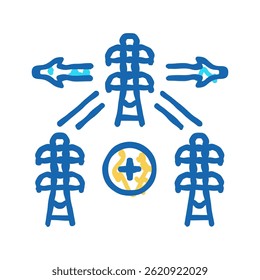 expansion electric grid doodle icon sketch vector. expansion electric grid sign. isolated symbol illustration