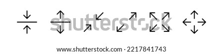Expansion icon. Arrow symbols. Black color. Vector isolated sign. Foto stock © 