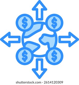 Expansion Icon Blue Color Vector Illustration