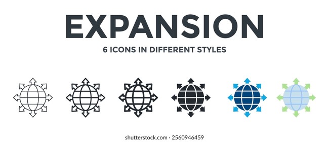 EXPANSION icon in different style vector illustration. Designed in thin line, regular line, bold line, glyph, color fill, and flat style can be used for web