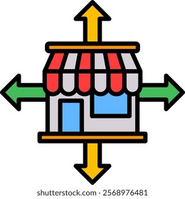 Expansion Icon Lineal Color Vector Illustration