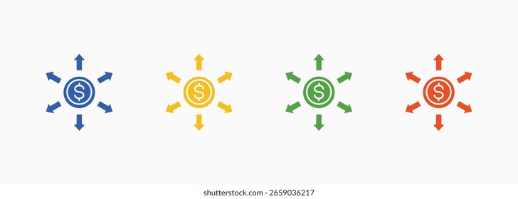 Conjunto de ícones de expansão Coleção de vários estilos de cor