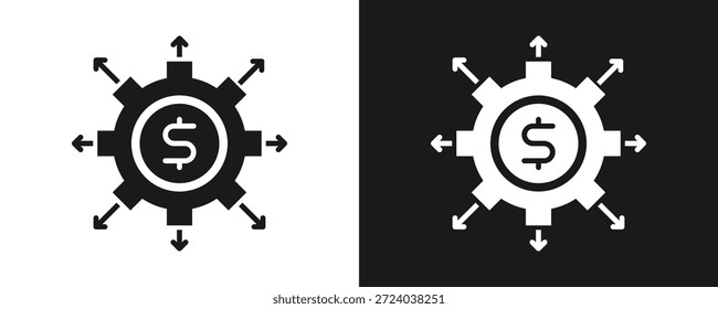 Conjunto De Iconos De Expansión Glifo En Fondo Blanco Y Negro