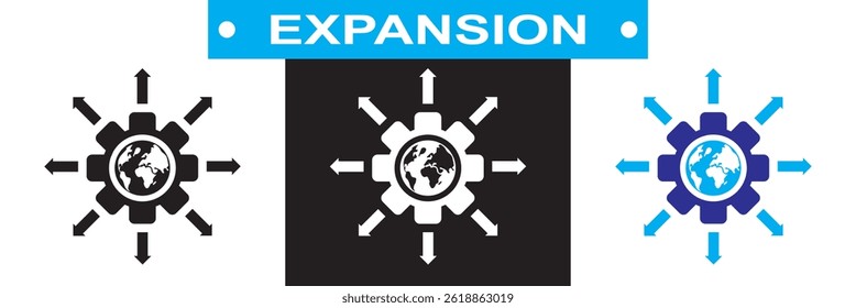 Expansion icon. Vector for websites, mobile interfaces, presentations, banner, visual branding etc. Vector illustration. isolated on white and black background. EPS 10