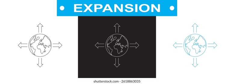 Expansion icon. Vector for websites, mobile interfaces, presentations, banner, visual branding etc. Vector illustration. isolated on white and black background. EPS 10