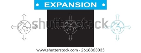 Expansion icon. Vector for websites, mobile interfaces, presentations, banner, visual branding etc. Vector illustration. isolated on white and black background. EPS 10