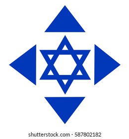 Expansion of Israel. Settlements on expanded territory. Vector illustration with Israeli symbol of star and arrows (metaphor meaning)
