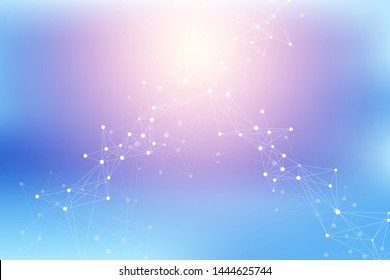 Expansion of life. Colorful explosion background with connected line and dots, wave flow. Visualization Quantum technology. Abstract graphic background explosion, motion burst, vector illustration
