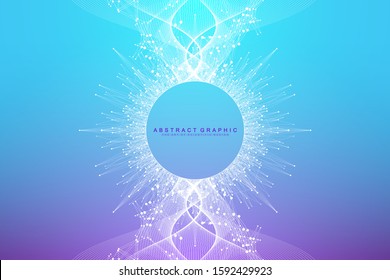 Expansion of life. Colorful explosion background with connected line and dots, wave flow. Visualization Quantum technology. Abstract graphic background explosion, motion burst, vector illustration.