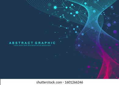 Expansion of life. Colorful explosion background with connected line and dots, wave flow. Visualization Quantum technology. Abstract graphic background explosion, motion burst, vector illustration.