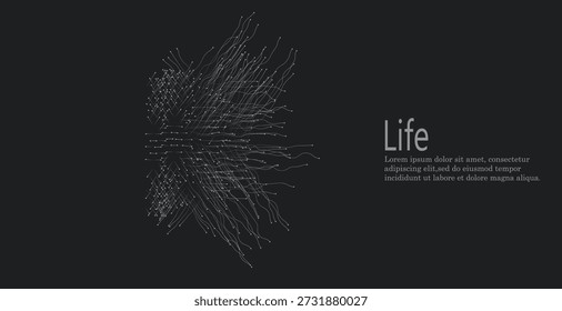 Expansión de la vida. Fondo de explosión de esfera de Vector. Las Pequeñas partículas luchan fuera del centro. Desechos borrosos en rayos o líneas bajo alta velocidad de movimiento. Explosión, fondo de explosión
