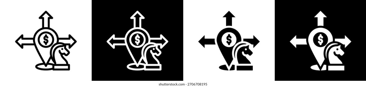 Erweiterungsstrategie-Symbol in schwarz-weiß gefüllter Stilsammlung