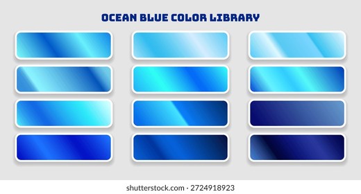 Expansive collection of diverse blue gradient swatches, presenting a versatile palette for digital art, graphic design, and web development projects